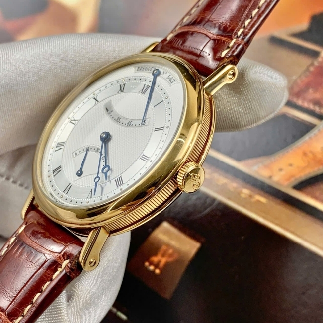 Breguet 5207 vàng đúc 18k 39mm - kim bật ngược - mặt trắng 18k đánh vân thủ công 2