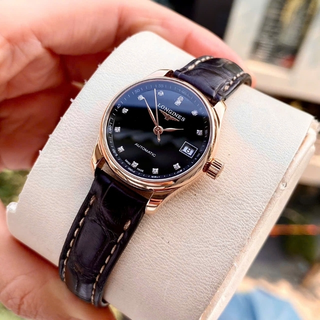 Longines Master nữ L2.128.8.57.3 Vàng đúc 18k 25.5mm - mặt đen - cọc kim 1