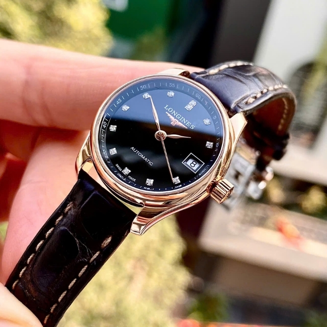Longines Master nữ L2.128.8.57.3 Vàng đúc 18k 25.5mm - mặt đen - cọc kim 2