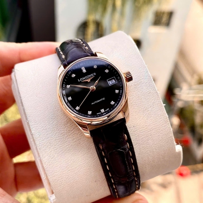 Longines Master nữ L2.128.8.57.3 Vàng đúc 18k 25.5mm - mặt đen - cọc kim 4