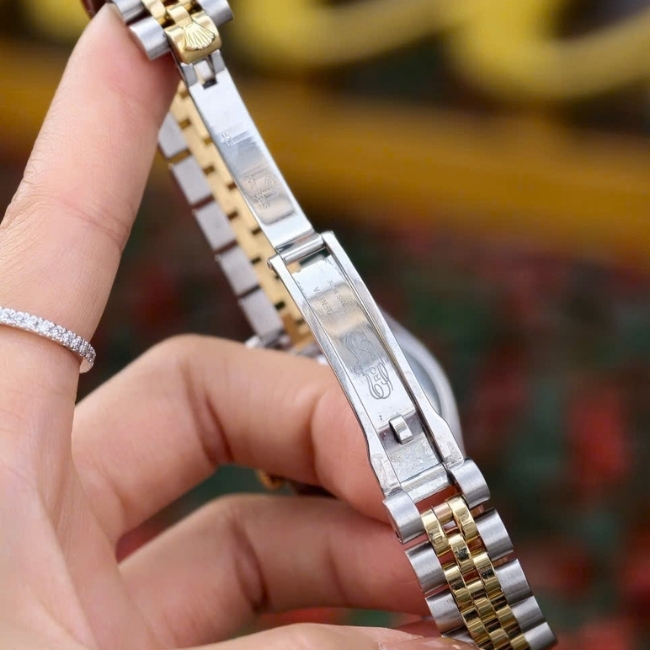 Rolex DateJust nữ mặt xà cừ - cọc số kim cương - Demi 18k - Jubilee 5