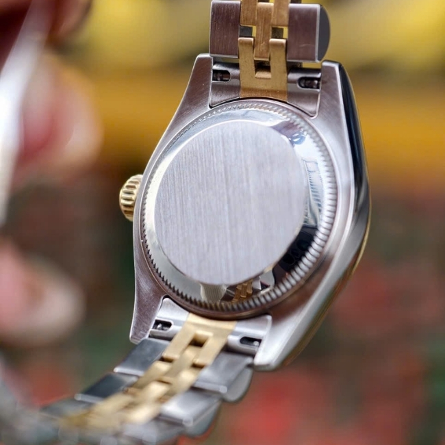 Rolex DateJust nữ mặt xà cừ - cọc số kim cương - Demi 18k - Jubilee 8