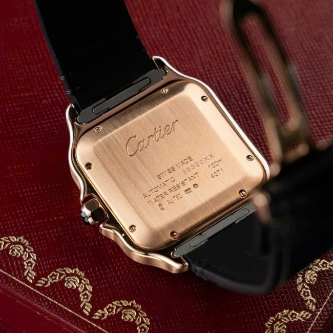 Cartier Santos Large Vàng đúc nguyên khối 18k - khoá gập 18k - mặt trắng - cọc la mã 3