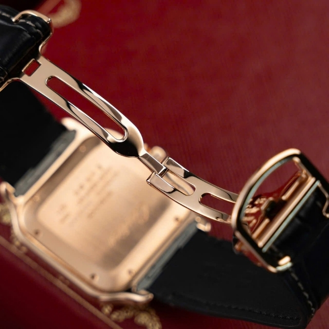 Cartier Santos Large Vàng đúc nguyên khối 18k - khoá gập 18k - mặt trắng - cọc la mã 6