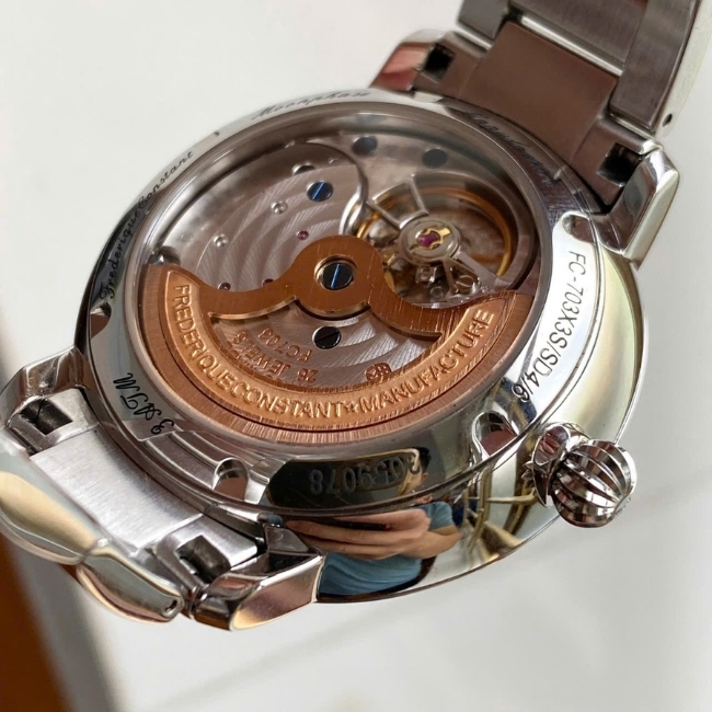 FC703 Slimline Date lịch tuần trăng - mặt xanh blue - dây thép - Automatic 3