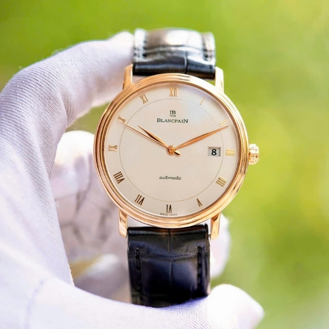 Blancpain Villeret Vàng khối 18k - mặt trắng - cọc số la mã - Automatic 5
