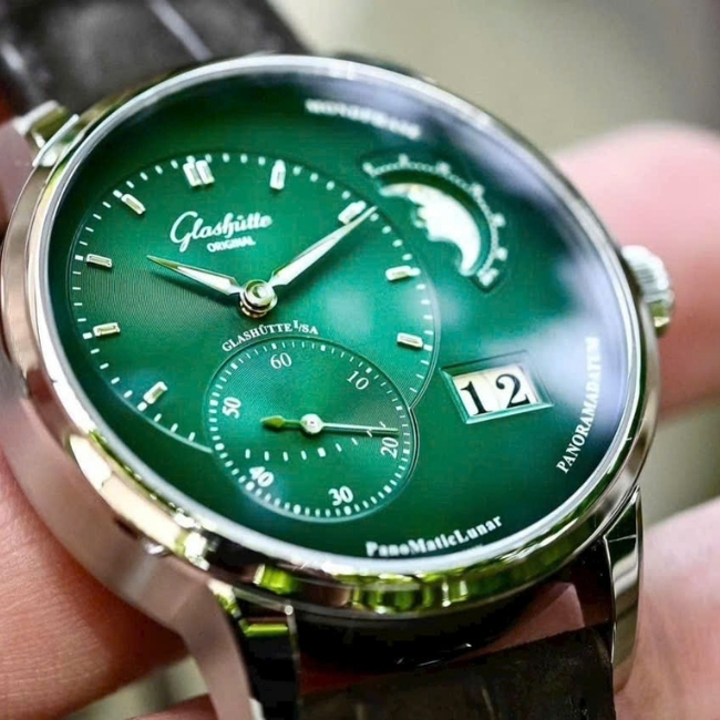 Glashütte trăng sao PanoMaticLunar mặt xanh lá - lịch BigDate 40mm Automatic 2