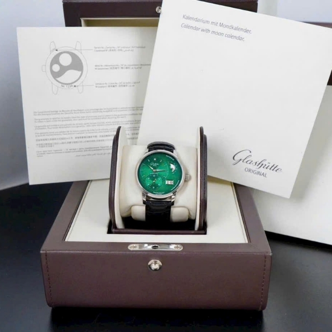 Glashütte trăng sao PanoMaticLunar mặt xanh lá - lịch BigDate 40mm Automatic 5