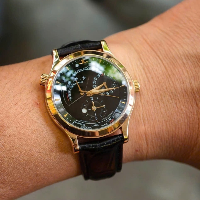 Jaeger-Lecoultre Vàng đúc 18k Master Geographic mặt đen Q142.24.70 38mm 1