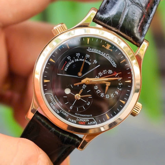 Jaeger-Lecoultre Vàng đúc 18k Master Geographic mặt đen Q142.24.70 38mm 2