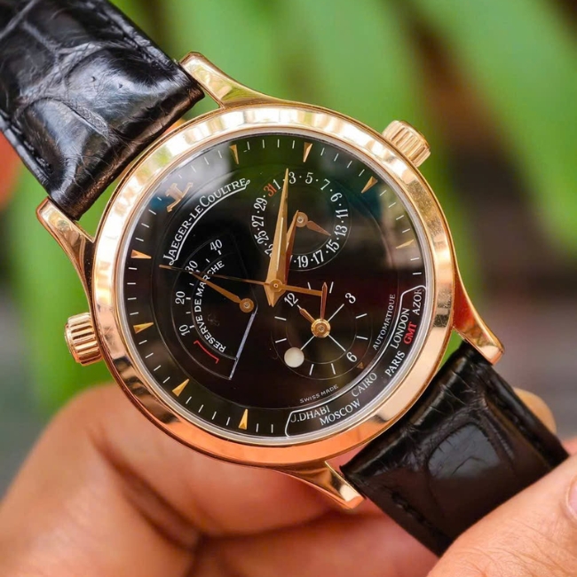 Jaeger-Lecoultre Vàng đúc 18k Master Geographic mặt đen Q142.24.70 38mm 3
