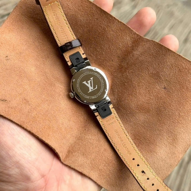 Louis Vuitton QA033 Tambour 12P Diamond Quartz 28mm - mặt xanh blue 5
