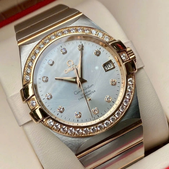 Omega Công tê 35.5mm Co‑Axial Demi 18k - cọc kim - niềng kim zin hãng 1