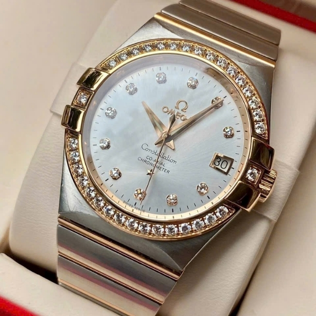 Omega Công tê 35.5mm Co‑Axial Demi 18k - cọc kim - niềng kim zin hãng 2