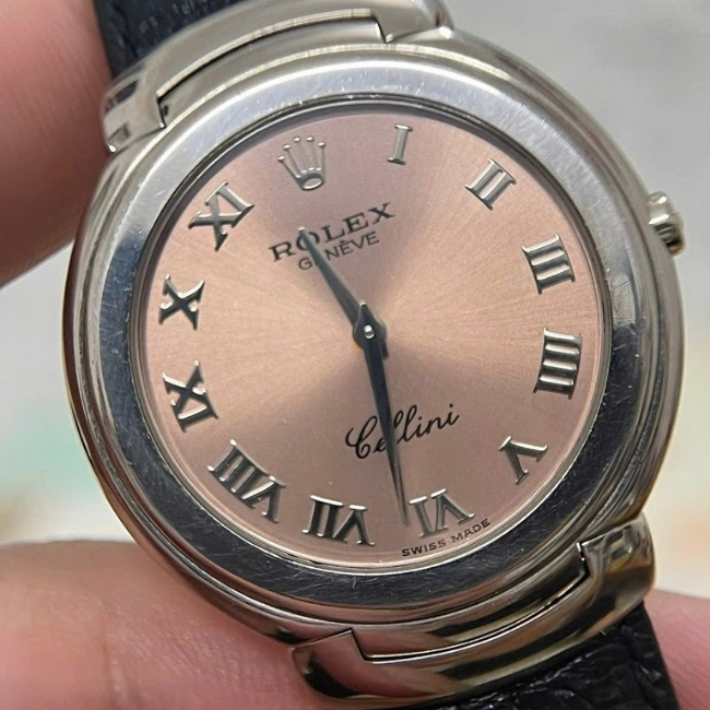 ROLEX CELLINI Quartz 18K WHITE GOLD 6623 - mặt cá hồi 37mm 1