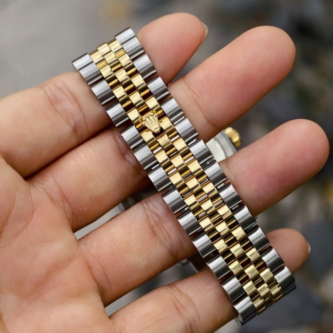 Rolex DATEJUST Mặt tia bạc - cọc số kim cương - Dây demi 18k Jubilee 2