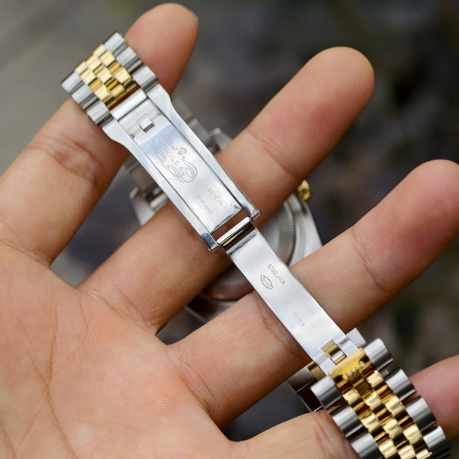 Rolex DATEJUST Mặt tia bạc - cọc số kim cương - Dây demi 18k Jubilee 3