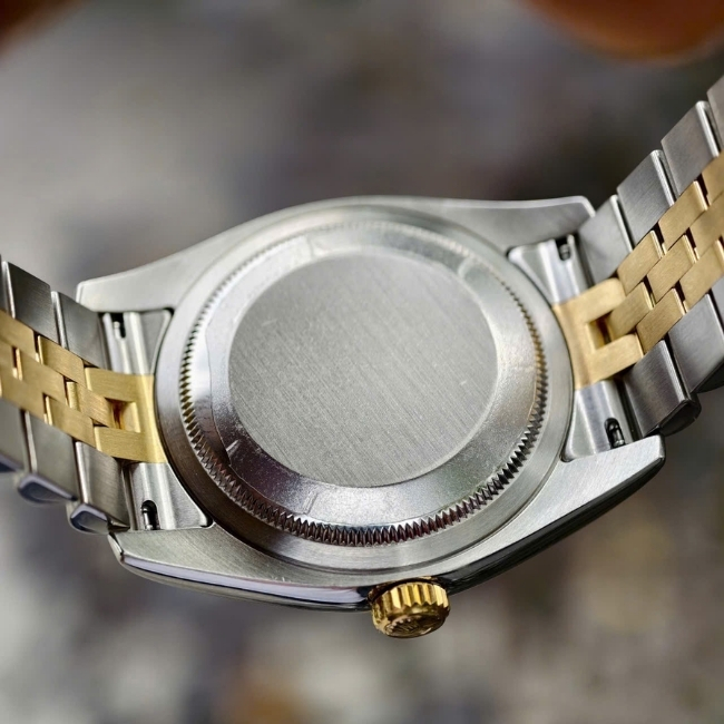 Rolex DATEJUST Mặt tia bạc - cọc số kim cương - Dây demi 18k Jubilee 4