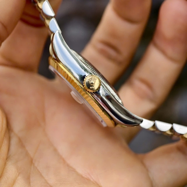 Rolex DATEJUST Mặt tia bạc - cọc số kim cương - Dây demi 18k Jubilee 5