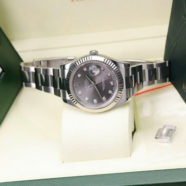 Rolex DateJust Rhodium 41mm - cọc kim - mặt xám - Jubilee 1