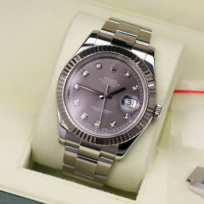 Rolex DateJust Rhodium 41mm - cọc kim - mặt xám - Jubilee 2