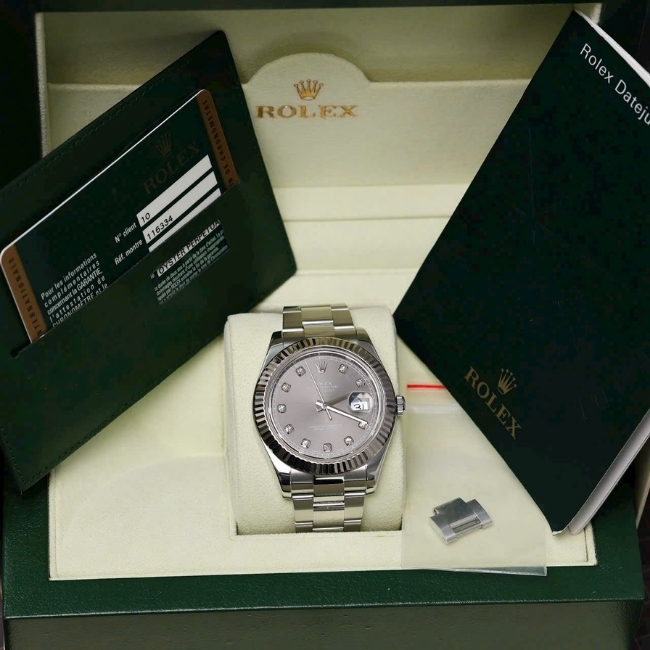 Rolex DateJust Rhodium 41mm - cọc kim - mặt xám - Jubilee 6