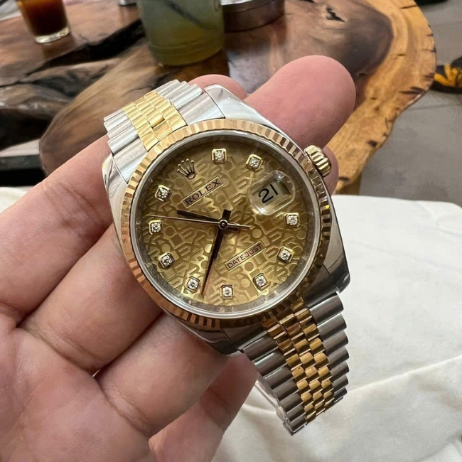 Rolex DateJust - seri Z - máy 3135 - mặt vi tính vàng - cọc kim - Jubilee demi 18k 2