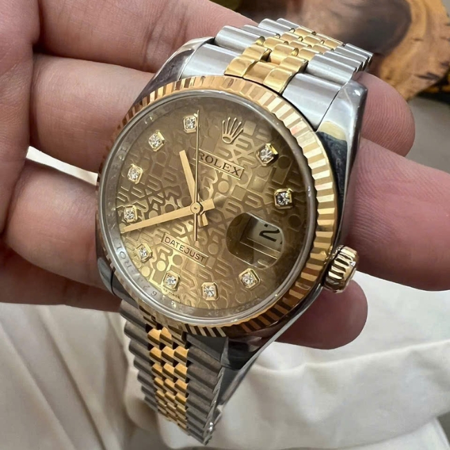 Rolex DateJust - seri Z - máy 3135 - mặt vi tính vàng - cọc kim - Jubilee demi 18k 3