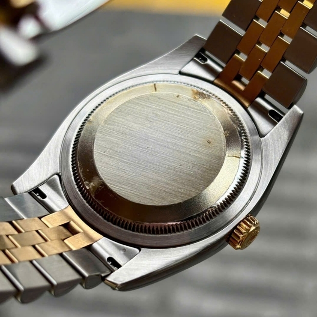 Rolex Datejust mặt xám trải tia - Demi 18k - cọc số kim cương - Jubilee 4