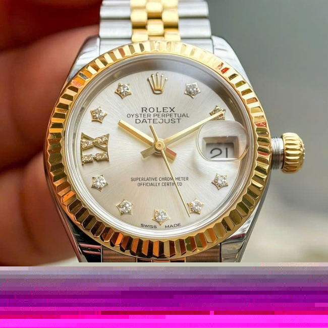 Rolex Lady-Datejust cọc số kim cương sao zin hãng - Demi vàng 18k 28mm Jubilee 2