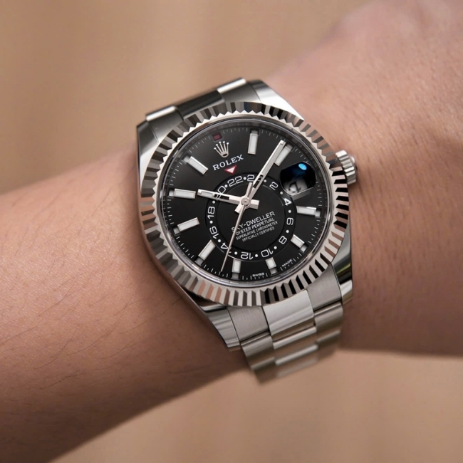 Rolex Sky-Dweller 326934 Mặt Đen - lịch thường niên - Niềng khía vàng trắng 18k 1