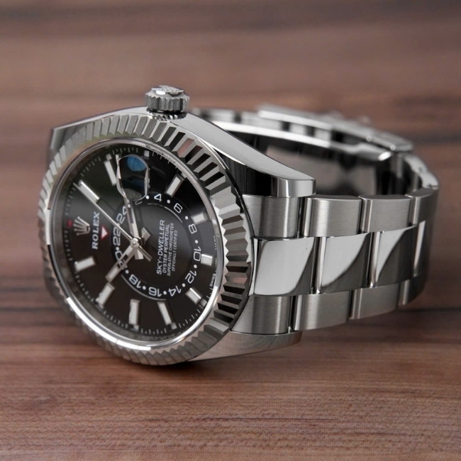 Rolex Sky-Dweller 326934 Mặt Đen - lịch thường niên - Niềng khía vàng trắng 18k 2