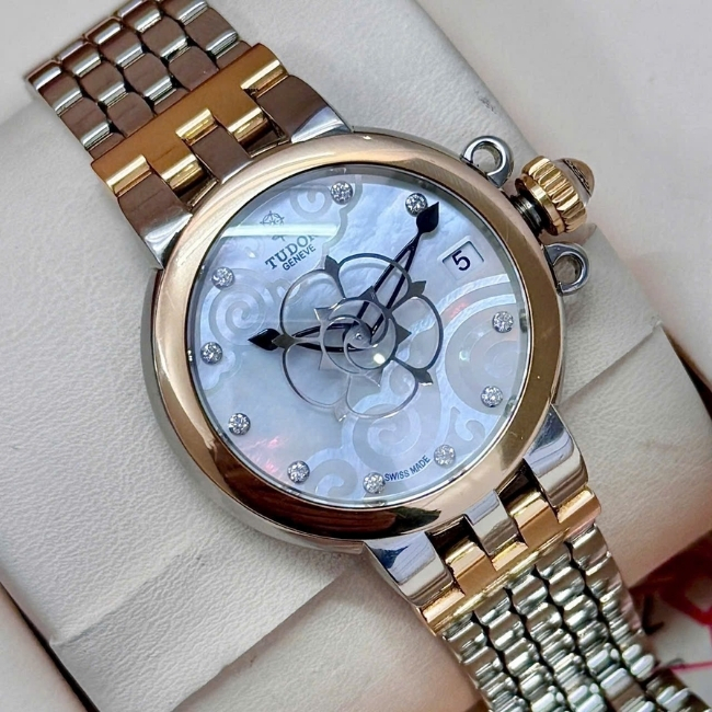 Tudor Glamour Clair 35701 - Demi 18k - mặt xà cừ - cọc số 10 viên kim cương - Automatic 1