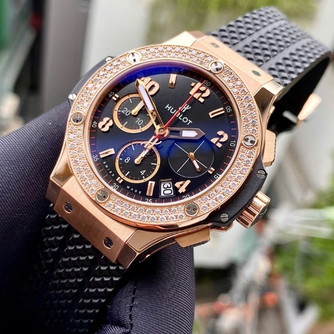 Hublot Big Bang vàng đúc 18k nguyên khối 41mm - Vỏ đính kim cương thiên nhiên zin hãng 1