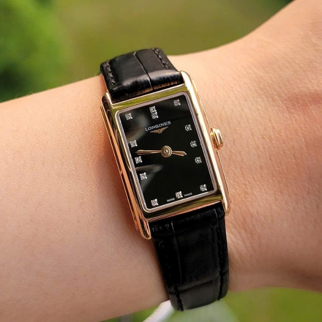 Longines DolceVita Lady L5.258.8.57.0 17.4x27mm Quartz 18k Rose Gold Diamonds Black Dial 1