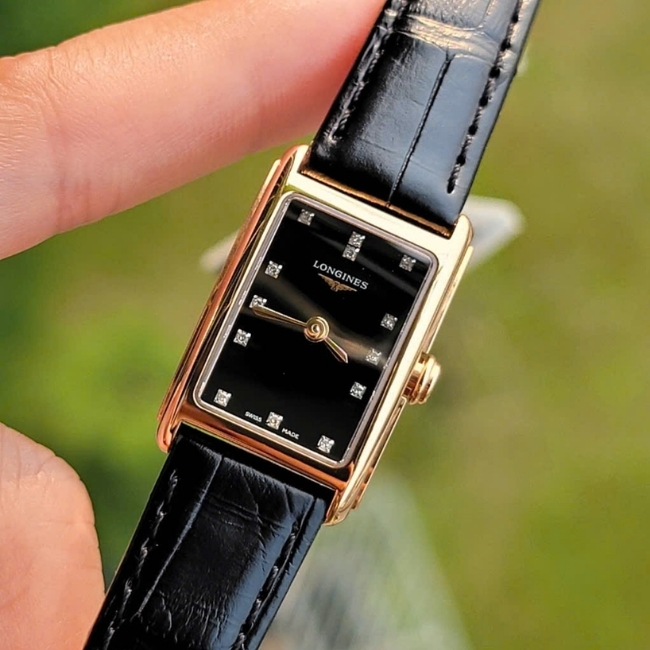 Longines DolceVita Lady L5.258.8.57.0 17.4x27mm Quartz 18k Rose Gold Diamonds Black Dial 7