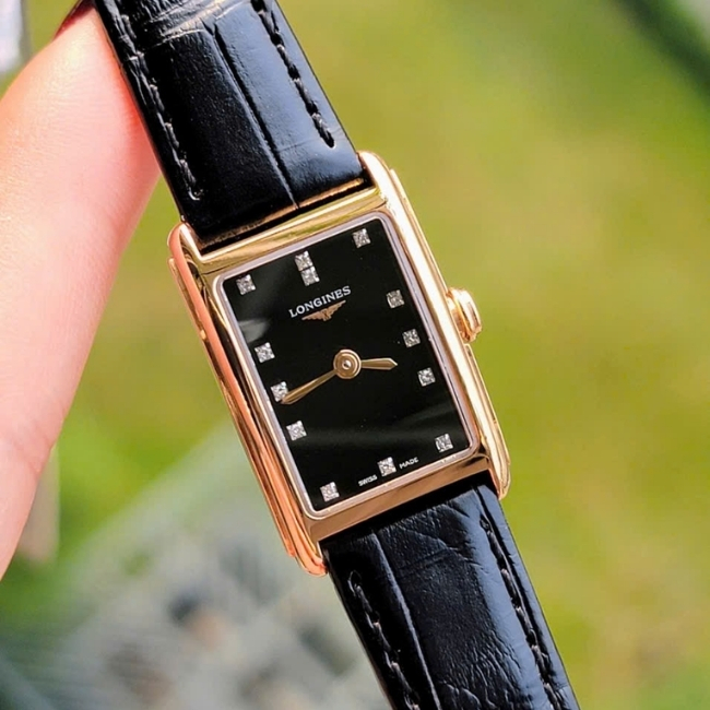Longines DolceVita Lady L5.258.8.57.0 17.4x27mm Quartz 18k Rose Gold Diamonds Black Dial 8