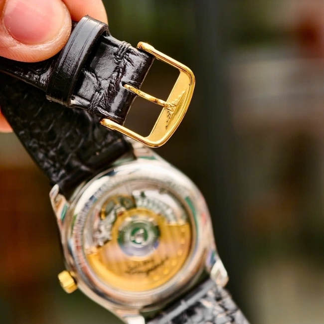 Longines Master 36mm - mặt vàng lụa - cọc kim - Niềng vàng 18k Auto L2.518.5.38.7 7