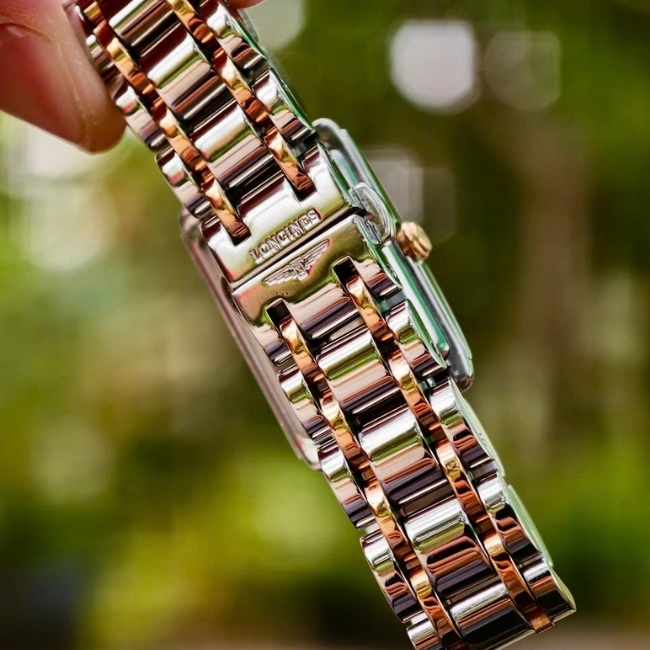 Longines Tank - kim rốn - Demi hồng 18k - máy pin Swiss 2