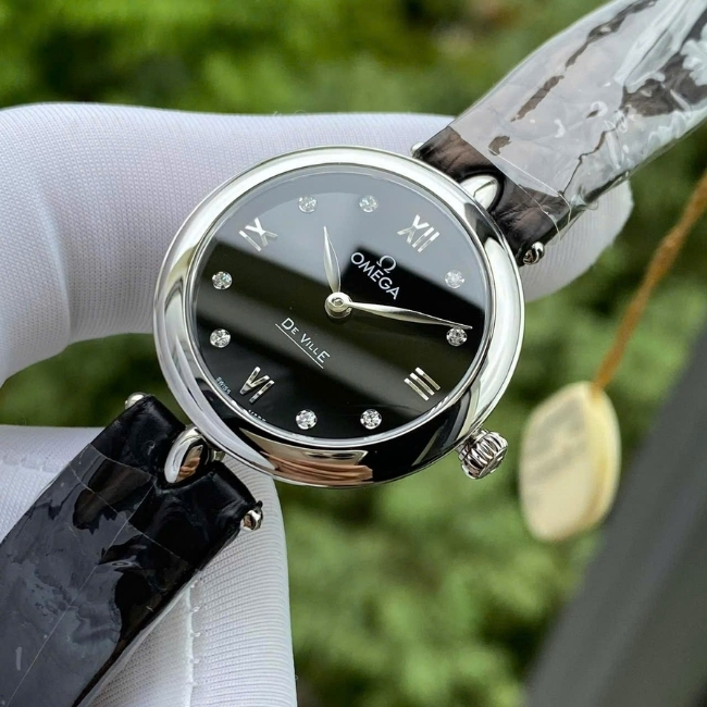 OMEGA Prestige Quartz cọc số 8 viên Diamond 42413276051001 27.4mm 1
