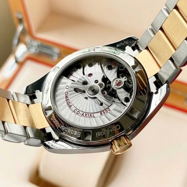 Omega Aqua Terra Niềng kim cương mặt đen Demi 18k 38.5mm 23125392151002 4
