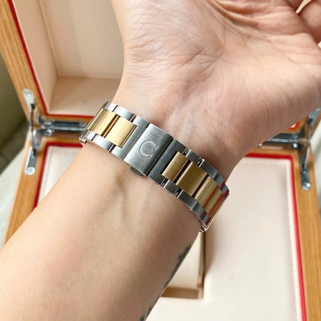 Omega Aqua Terra Niềng kim cương mặt đen Demi 18k 38.5mm 23125392151002 6
