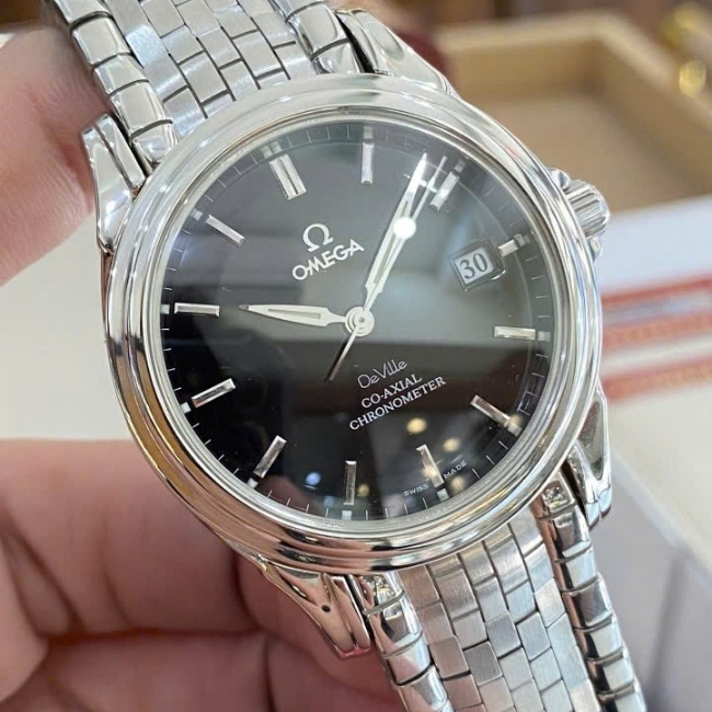 Omega DeVille Co-Axial Chronometer - vảy rồng black - bản 3 kim 1 lịch 38.5mm 1