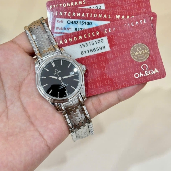 Omega DeVille Co-Axial Chronometer - vảy rồng black - bản 3 kim 1 lịch 38.5mm 5