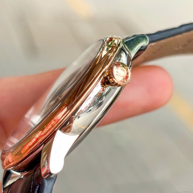 Omega DeVille Prestige Demi 18k - mặt trắng vân lụa - 39.5mm 4