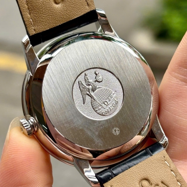 Omega Prestige Coaxial mặt xám lụa - kim cọc vàng 18k 39.5mm 2