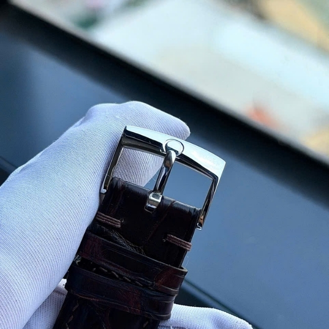 Omega Prestige Niềng vàng 18k - mặt trắng lụa - Kim cọc vàng 18k 39.5mm 2