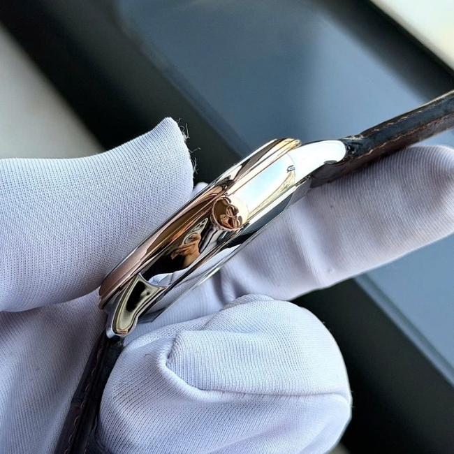 Omega Prestige Niềng vàng 18k - mặt trắng lụa - Kim cọc vàng 18k 39.5mm 4