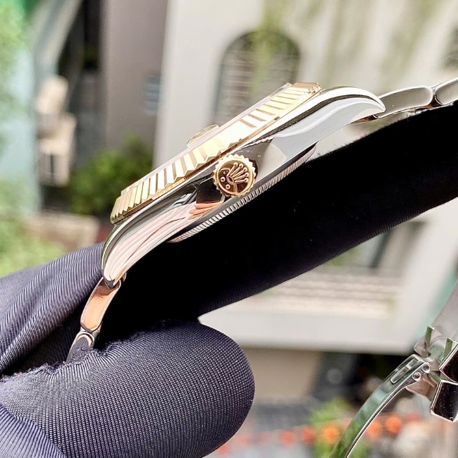 Rolex Date Just 116333 41mm mặt champagne cọc số kim cương - demi vàng 18k 3
