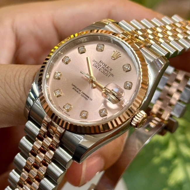 Rolex DateJust 116231 Sundust hồng Diamond - demi hồng 18k 1